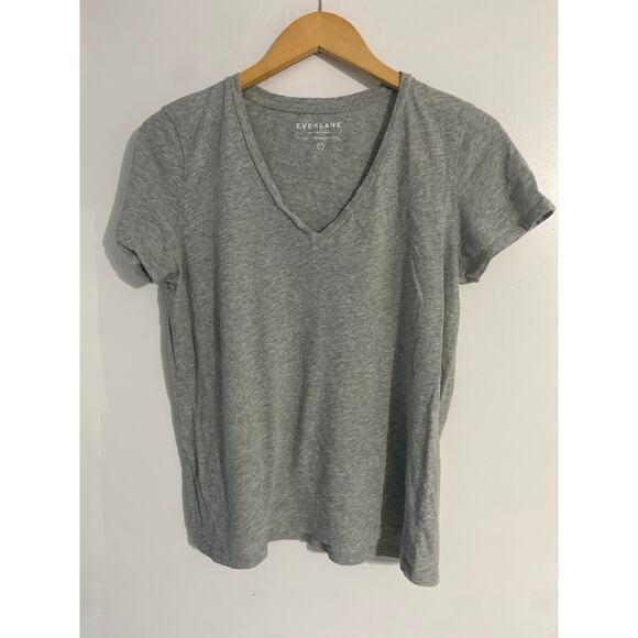 Everlane t shirt women’s size L gray Pima cotton v neck basic minimalist - Picture 1 of 4